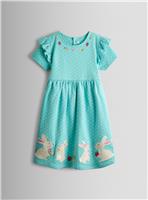 JOJO MAMAN B&Eacute;B&Eacute; Bunny Applique Frill Short Sleeve Dress 4-5 Years