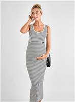 JOJO MAMAN B&Eacute;B&Eacute; Stripe Sleeveless Ribbed Maternity & Nursing Maxi Dress M