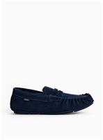 Navy Suede Moccasin Slippers 8