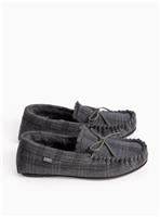 Grey Herringbone Moccasin Slippers 12