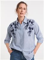 JD WILLIAMS Embroidered Blue Stripe Relaxed Shirt 26