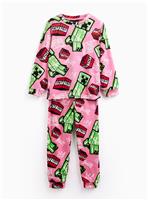 Pink Minecraft Print Slinky Pyjamas 9-10 years