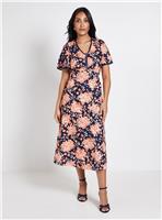 WALLIS Petite Zip Flare Sleeve Midi Dress 16