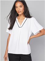 WALLIS Contrast Short Sleeve Overhead Shirt Ivory 20