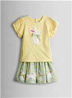 JOJO MAMAN B&Eacute;B&Eacute; Bunny Applique Top And Printed Skirt Set 6-7 Years