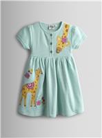 JOJO MAMAN B&Eacute;B&Eacute; Giraffe Applique Stripe Button Front Dress 5-6 Years