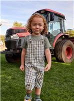 JOJO MAMAN B&Eacute;B&Eacute; Tractor Embroidered Gingham Dungarees 3-6 months