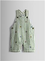 JOJO MAMAN B&Eacute;B&Eacute; Tractor Embroidered Gingham Dungarees 18-24 months