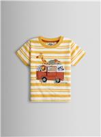 JOJO MAMAN B&Eacute;B&Eacute; Safari Friends Campervan Applique T Shirt 6-7 Years