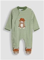 JOJO MAMAN B&Eacute;B&Eacute; Highland Cow Applique Zip Sleepsuit Newborn