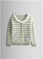 JOJO MAMAN B&Eacute;B&Eacute; Bunny Applique Wavy Knit Cardigan 2-3 Years