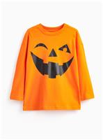 Orange Halloween Pumpkin Graphic Long Sleeve T-Shirt 12 years