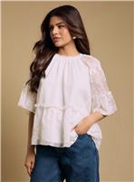 OASIS Chiffon Peplum Blouse Ivory 12