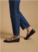 OASIS Madalena Faux Leather Multi Maryjane Ballet Pumps Black 7