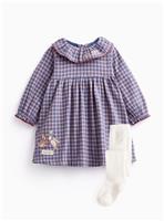 Peter Rabbit Check Christmas Dress & Tights Set 18-24 months