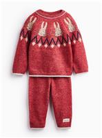 Red Beatrix Potter Christmas Knit Set 6-9 months