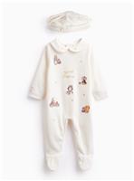 Peter Rabbit Cream Christmas Sleepsuit & Hat Set 6-9 months