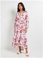 WALLIS Floral Print Button Midi Dress Shift Dress 8
