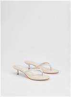 OASIS Julia Faux Croc Toepost Kitten Heel Sandals White 4