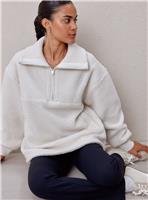 REAKTIV Cream Borg Half Zip Sherpa Pullover Jacket S