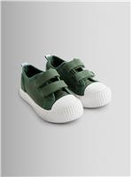 JOJO MAMAN B&Eacute;B&Eacute; Double Strap Canvas Trainers Khaki 9 Infant