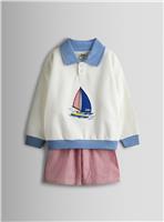 JOJO MAMAN B&Eacute;B&Eacute; 2 Piece Nautical Sweatshirt & Short Set 8-9 Years