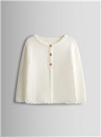 JOJO MAMAN B&Eacute;B&Eacute; Classic Cotton Scalloped Cardigan Cream 6-7 Years