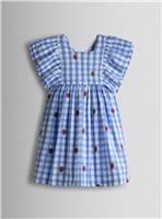 JOJO MAMAN B&Eacute;B&Eacute; Strawberry Embroidered Frill Shoulder Dress 5-6 Years