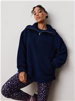 REAKTIV Navy Borg Half Zip Sherpa Pullover Jacket L