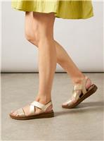 DOROTHY PERKINS Wide Fit Ana Comfort Elastic Cross Strap Low Wedge Sandals Gold 5