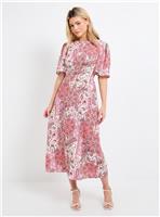 DOROTHY PERKINS Paisley Flutter Sleeve Shirred Waist Midi Dress 10