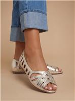 DOROTHY PERKINS Wide Fit Prim Peep Toe Ballet Flats Gold 7