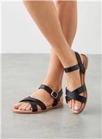 DOROTHY PERKINS Florence Cross Strap Flat Sandals Black 8