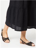 DOROTHY PERKINS Fiona Faux Leather Lattice Peep Toe Slingback Flat Sandals Black 4