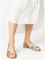 DOROTHY PERKINS Fiona Faux Leather Lattice Peep Toe Slingback Flat Sandals Gold 7