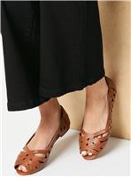 DOROTHY PERKINS Wide Fit Prim Peep Toe Ballet Flats Tan 3
