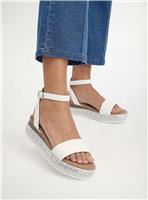DOROTHY PERKINS Good For The Sole: Hester Faux Leather Embellished Flatform Wedge Sandals White 3