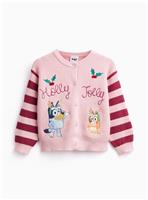 Bluey Holly Jolly Varsity Christmas Cardigan 6-7 years