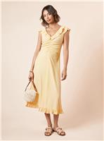 DOROTHY PERKINS Yellow Spot Neck Ruched Front Jersey Midi Dress 18
