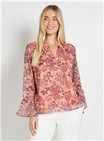 WALLIS Petite Floral Cuff Detail Ladder Trim Blouse 20