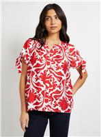 WALLIS Abstract Tie Sleeve Collarless Top 12