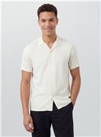 BURTON Off White Linen Blend Short Sleeve Resort Shirt L