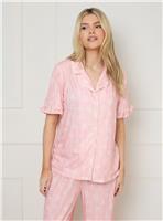 OASIS Short Sleeve Bow Front Jersey Pyjama Set S
