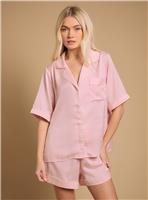 OASIS Plain Satin Short Sleeve Nightwear Set M