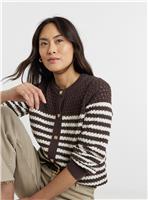 JD WILLIAMS Pure Cotton Striped Open Stitch Cardigan 12-14