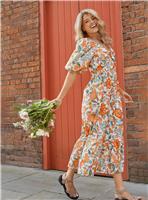 DOROTHY PERKINS Floral Poplin Twist Front Midi Dress 14