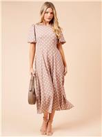 DOROTHY PERKINS Seamed Body Puff Sleeve Polka Dot Midi Dress 8