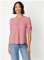 DOROTHY PERKINS Red Ditsy Ruched Puff Sleeve Blouse 18