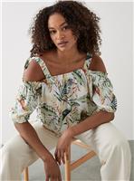 DOROTHY PERKINS Tropical Tie Shoulder Bardot Top 10