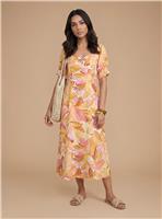 DOROTHY PERKINS Sweetheart Neck Puff Sleeve Printed Midi Dress 10